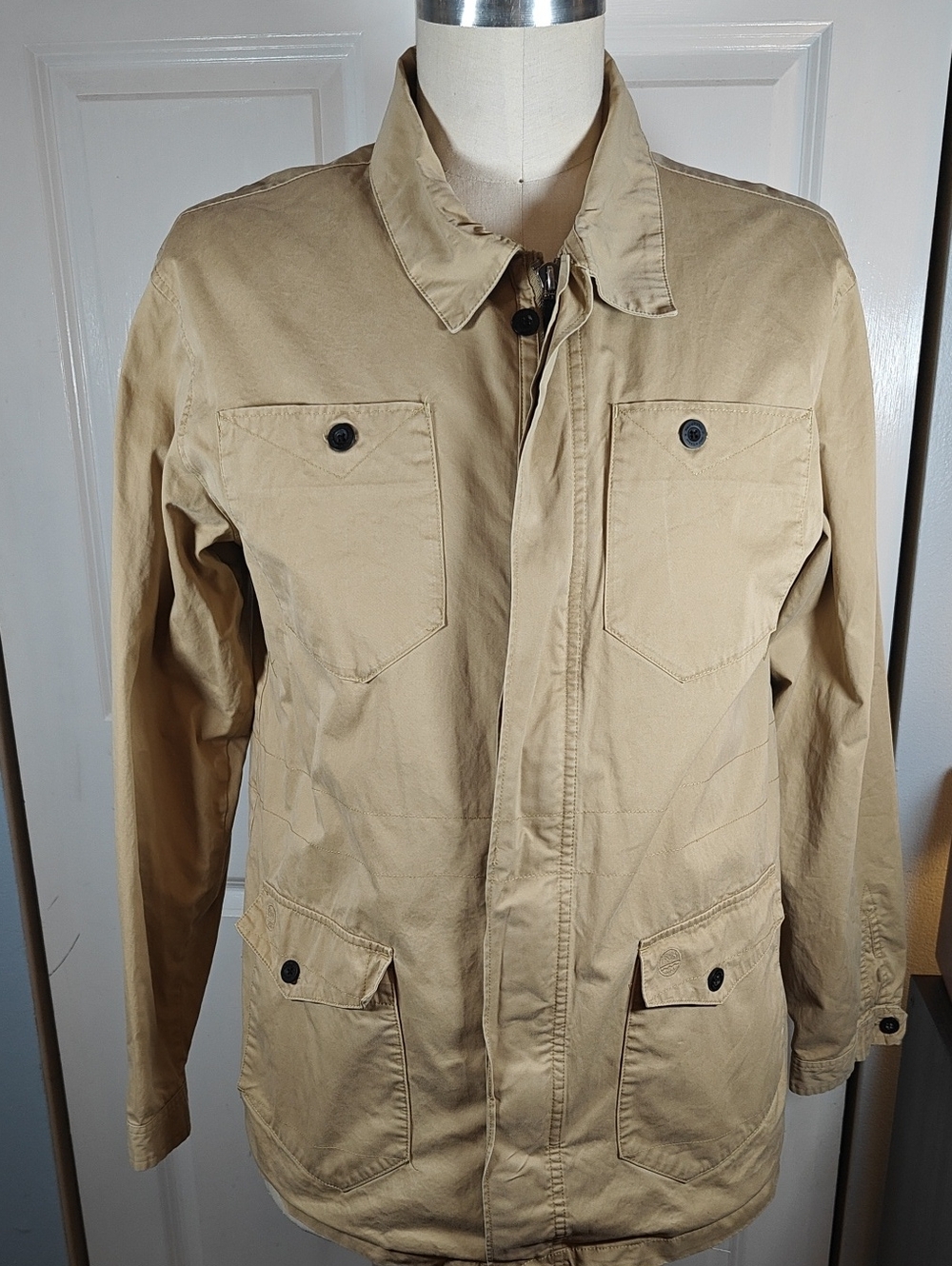Field & Stream Mens Large Tan 100% Cotton Four Pocket Military Field Jacket